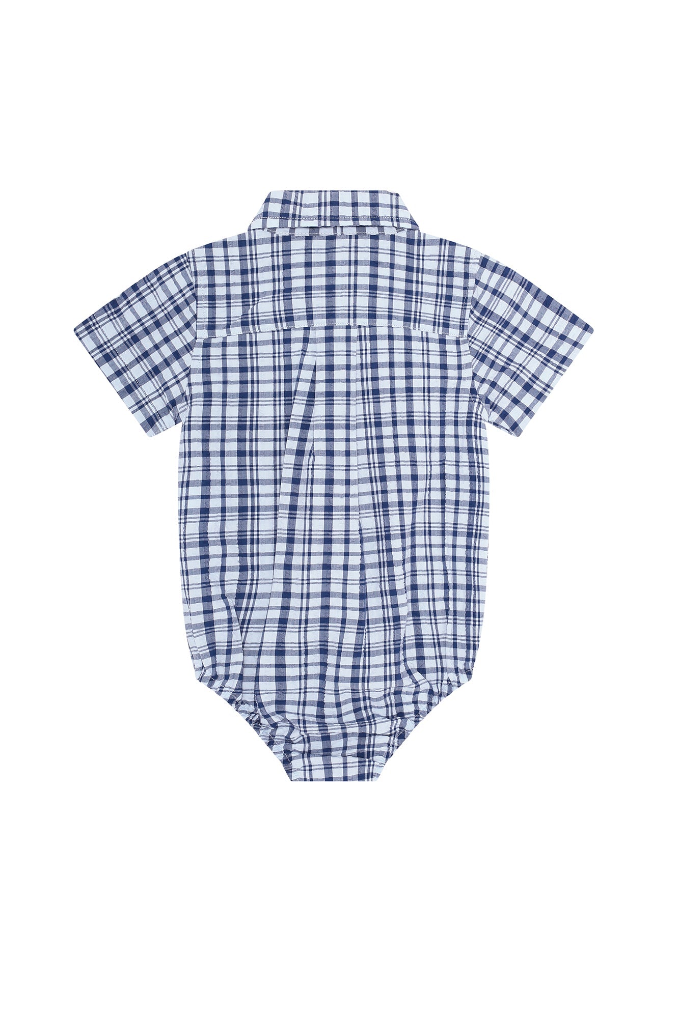 Image of Blue Plaid Pima Cotton Onesie Shirt